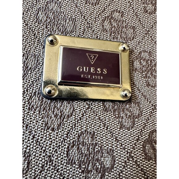 Guess Crossbody Bag With Monogram Logo Print Zip Closure & Adjustable Strap Tan - Picture 10 of 12